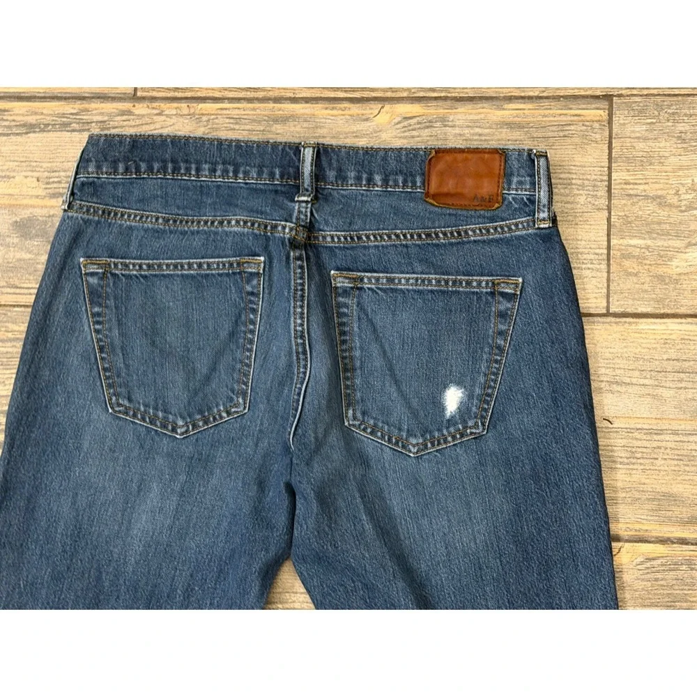 Abercrombie & Fitch Langdon Slim Stretch Distressed Blue Jeans Mens 30x32 Grunge